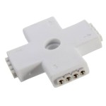 Female connector for RGB led strips, with 4 pins and 4 ports - + form
