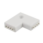 Conector FEMALE, cu 4 pini, pentru benzile led multicolore, RGB, 2 porturi, forma de L