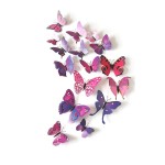3D butterflies with magnet, house or event decorations, set of 12 pieces, purple color