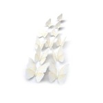 Fluturi 3D cu magnet, decoratiuni casa sau evenimente, set 12 bucati, alb, A33