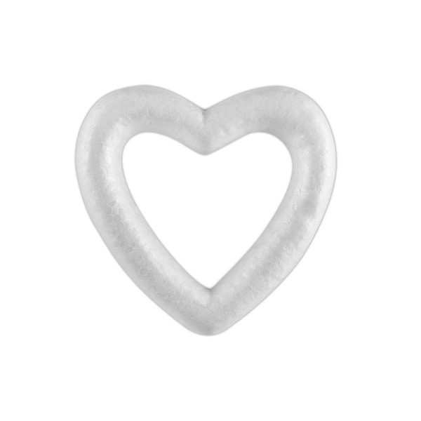 Polystyrene heart, white color, 10 x 11.5 cm