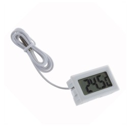 Digital wired thermometer, for car, aquarium, incubator, refrigerator and others, thermometer with probe, white color