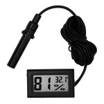 Digital thermometer and hygrometer with wire / probe, black color