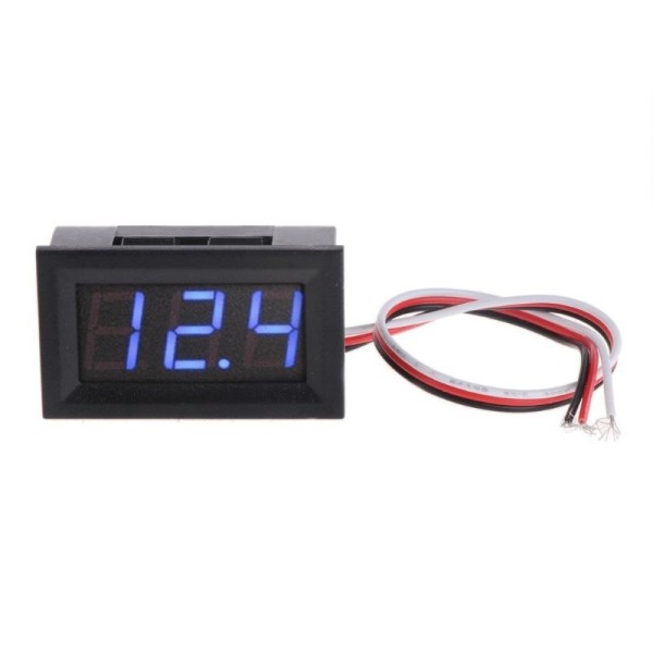 Digital Voltmeter with blue LEDs, 4.5 - 30 V, black case, 3-digit and 3-wire