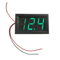 Digital Voltmeter with green LEDs, 4.5 - 30 V, black color case, 3-digit and 3-wire