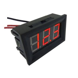 Digital Voltmeter with red LEDs, 4.5 - 30 V, black color case, 3-digit and 3-wire