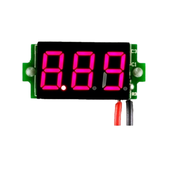 Digital Voltmeter with red LEDs, 3.5 - 30 V, black, 3-digit and 2-wire