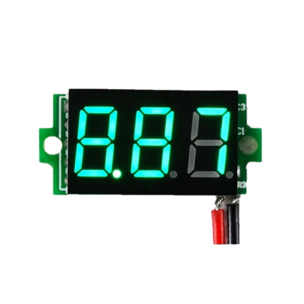 Digital Voltmeter with green LEDs, 3.5 - 30 V, black, 3-digit and 2-wire