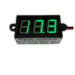 Digital voltmeter with green LEDs, 3.5 to 30 V, black case, 3-digit and 2-wire, waterproof