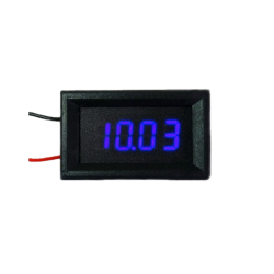 Digital Voltmeter with blue LEDs, 3.5 - 30 V, black case, 4-digit and 2-wire