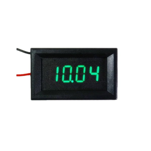 Digital Voltmeter with green LEDs, 3.5 - 30 V, black case, 4-digit and 2-wire