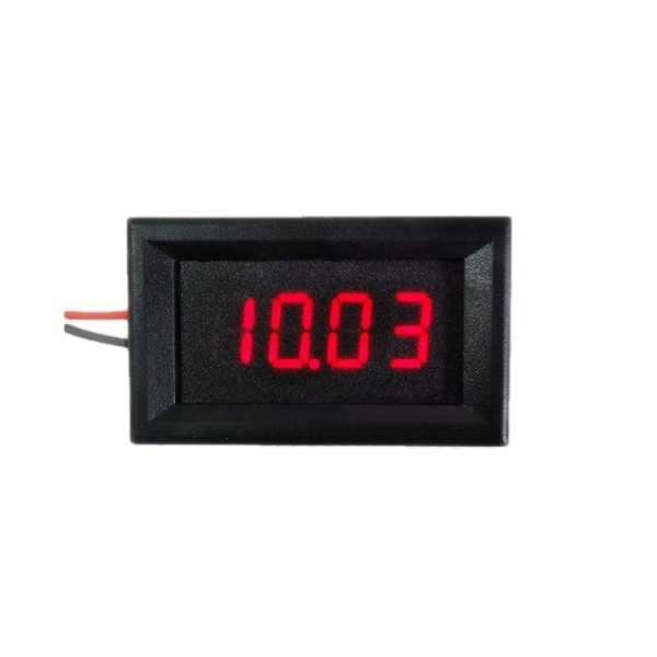 Digital Voltmeter with red LEDs, 3.5 - 30 V, black case, 4-digit and 2-wire