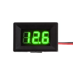 Digital Voltmeter with green LEDs, 3.5 - 30 V, small, black case, 3-digit and 2-wire