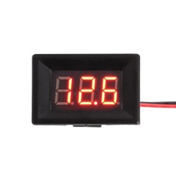 Digital Voltmeter with red LEDs, 3.5 - 30 V, small, black case, 3-digit and 2-wire