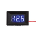 Digital Voltmeter with blue LEDs, 3.5 - 30 V, small, black case, 3-digit and 2-wire