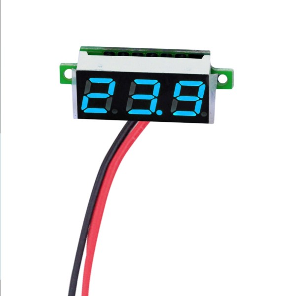 Digital voltmeter with blue LEDs, 3.5 - 30 V, small, 3-digit and 2-wire
