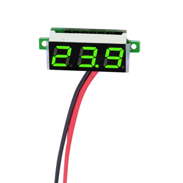 Digital voltmeter with green LEDs, 3.5 - 30 V, small, 3-digit and 2-wire