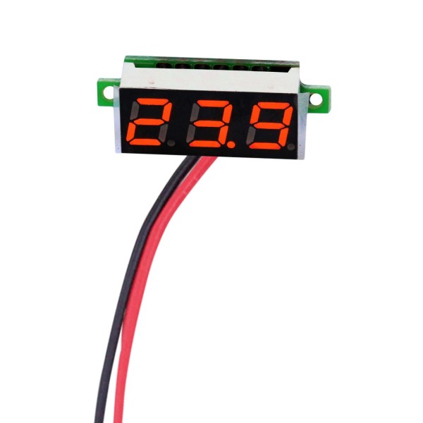 Digital voltmeter with red LEDs, 3.5 - 30 V, small, 3-digit and 2-wire